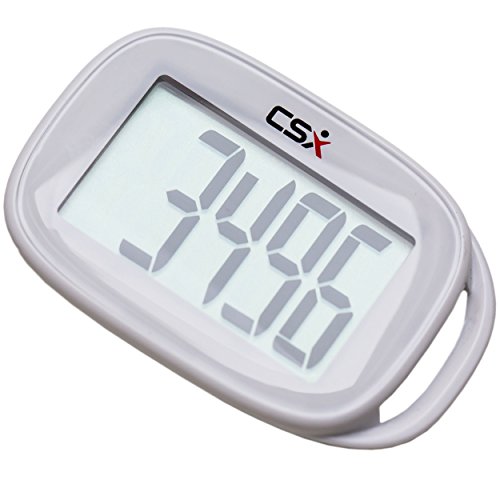 CSX Simple Walking 3D Pedometer with Lanyard, P301S, White