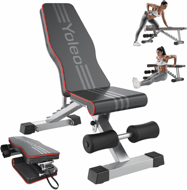 Yoleo Adjustable Weight Bench for Full Body Workout; Foldable Bench Press Bench